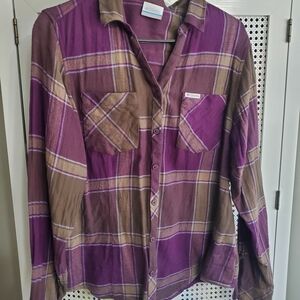 Womens Columbia Purple and Green Button Down Shirt